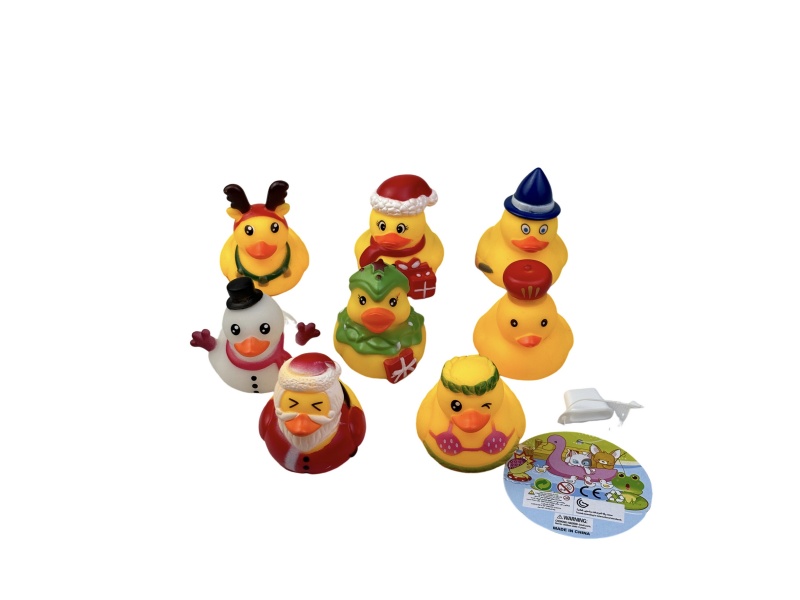 Eight Thermoplastic Christmas Ducks For Bathroom Water Play And Christmas Gifts