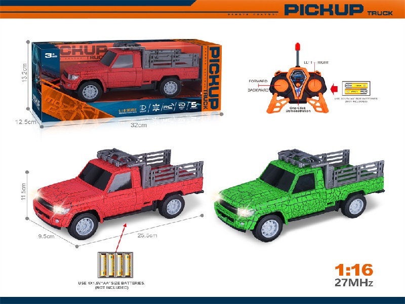 27Mhz 1:16 Five-Way Remote-Controlled Pickup Truck With Front Headlight One-Click Demonstration Of Spray Painting Crack (Without Electricity Included)