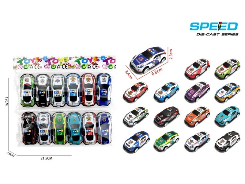 Pull Back Iron Police Cars 12pcs