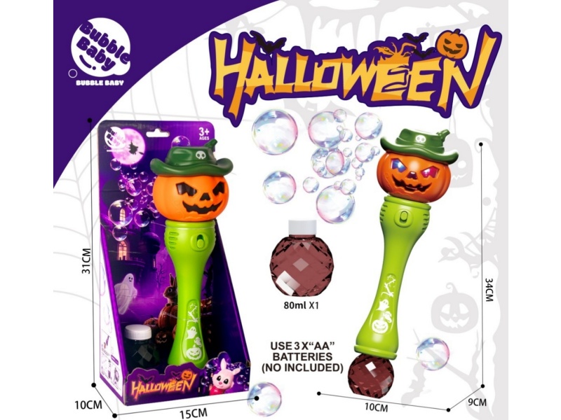Halloween Pumpkin Bubble Sticks With Lights And Music