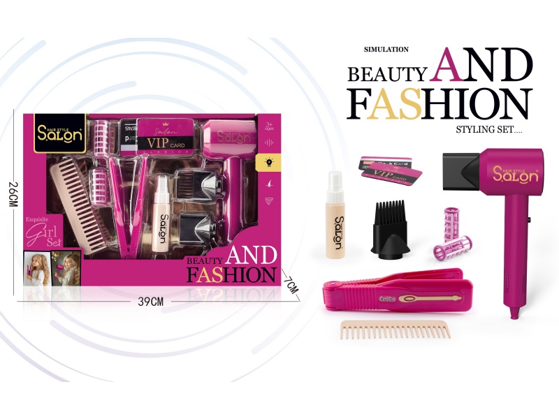 Diy House Play Accessories Simulation Salon Hair Care Tools Electric Hair Dryer Set 10 Pcs