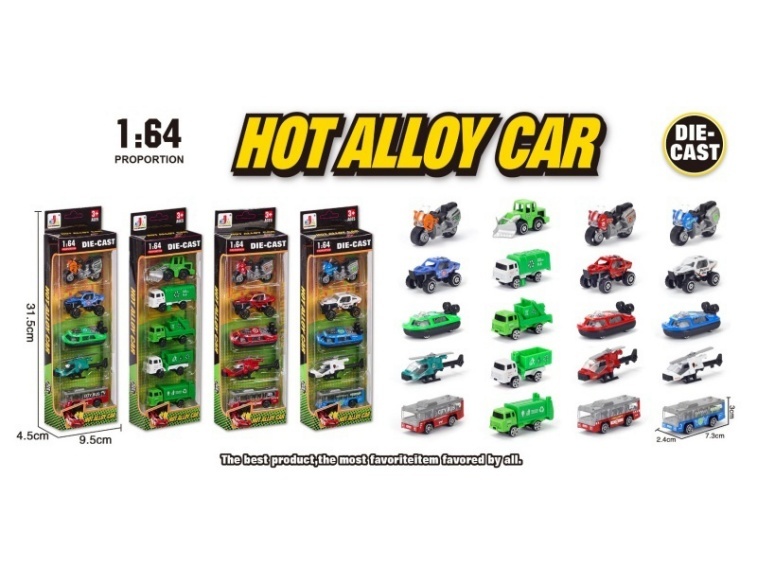 5Pcs Of 1:64 Alloy Sliding Trolley