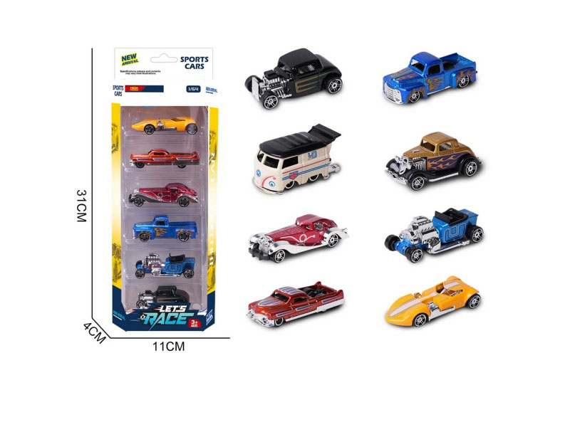 6 Pieces Of 8 1:64 Alloy Car Models
