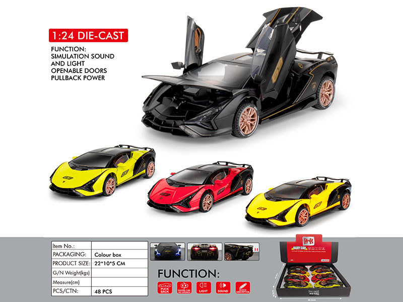 1:24 Lamborghini Alloy Car Model(4 Door Opening, Pull Back, Sound And Lights)