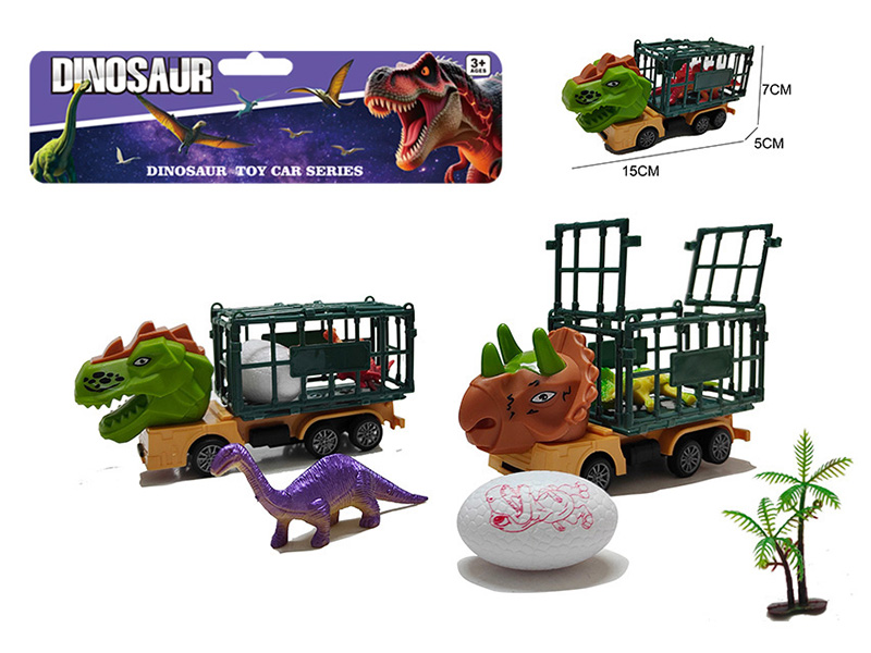 Pull Back Dinosaur Storage Cage Truck With 1 Dinosaur + 1 Egg + 1 Tree