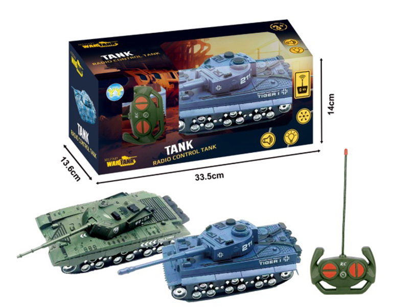1:32 99 / Tiger-Style Painted Camouflage Tank, 4-Way Remote Control Vehicle, With Lights And Sound