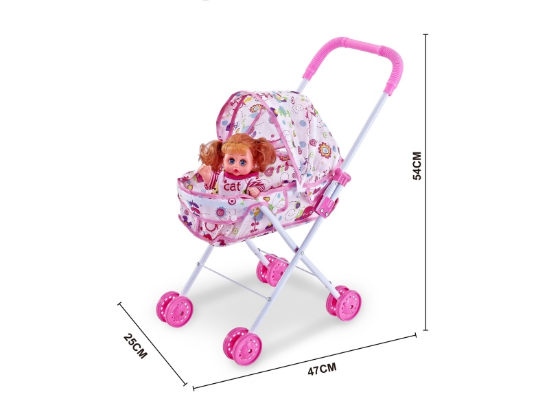 An Iron Trolley With A 10-Inch Girl'S Music Figurine