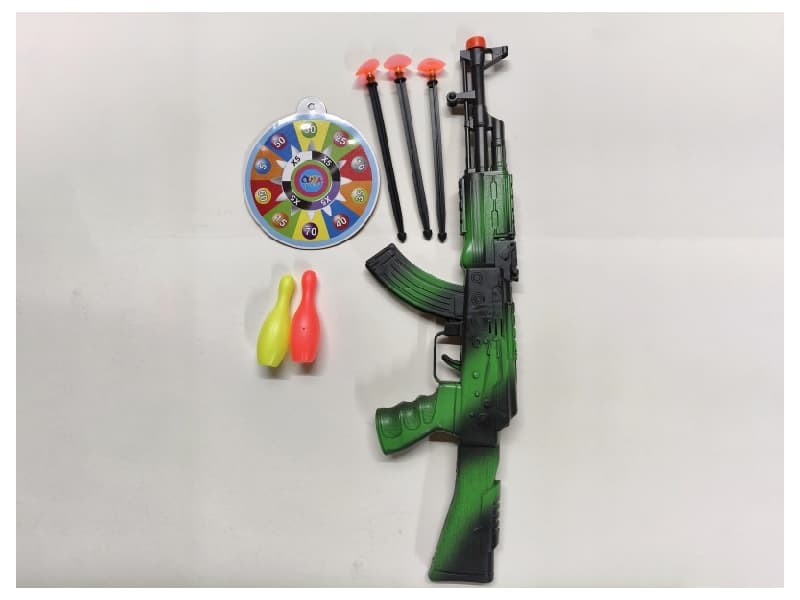 AK Spray-Painted Needle Gun With Bowling Target