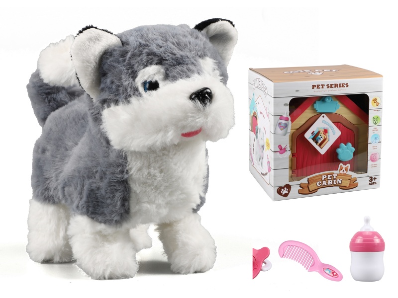 Electric Plush Dog With Pet Cabin