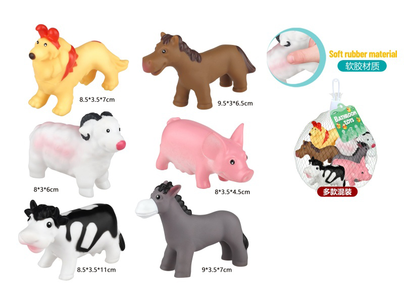 6-Piece Mixed Set Of Plush Farm Animal Toys