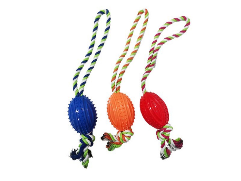 Double-Line Bright-Colored Rugby Pet Toy