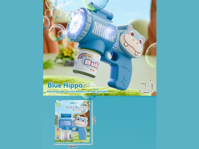 Blue Hippopotamus Bubble Gun