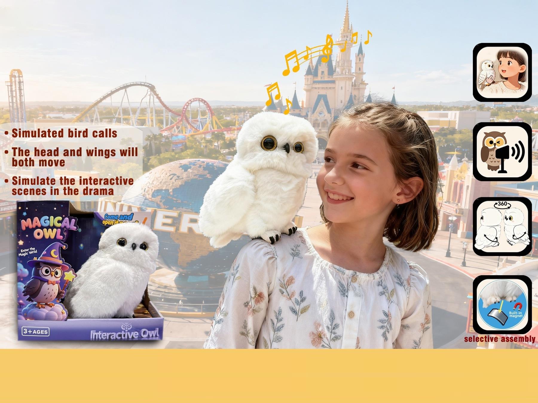 Plush Owl Electric (Battery Version With Magnetic Attraction)