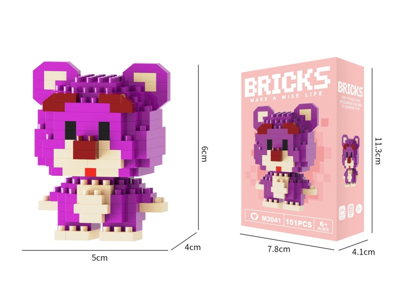 Building Blocks: 151 Pcs Of Strawberry Bear