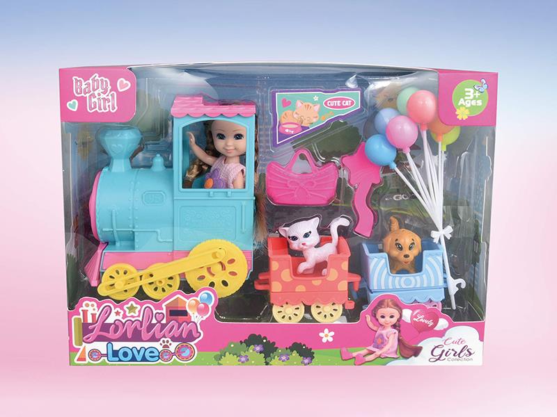 6" Doll + Train Set