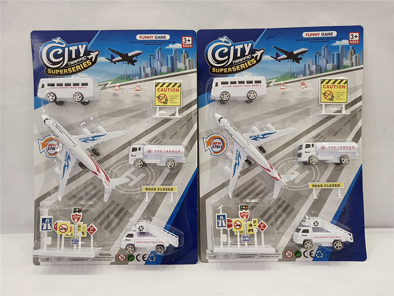 Pull Back Airplane + Silde Cars Set
