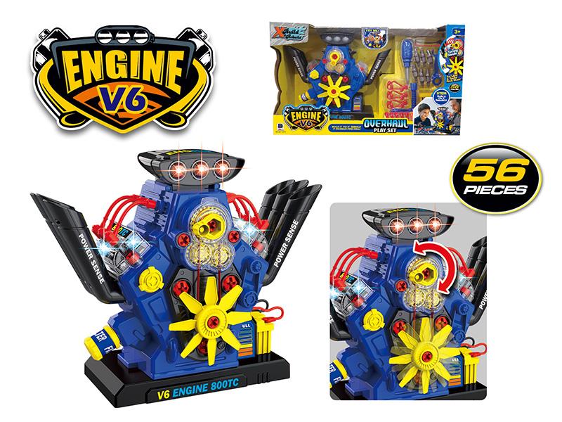 DIY Assembly V6 Engine Toy With Sound And Lights