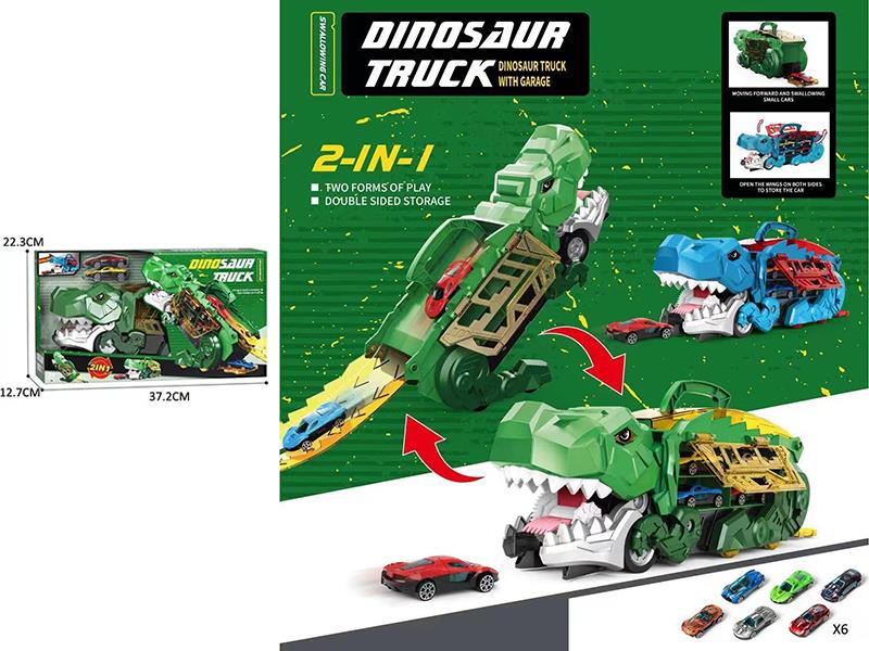Dinosaur Swallowing Car(With 6 Slide Alloy Cars)