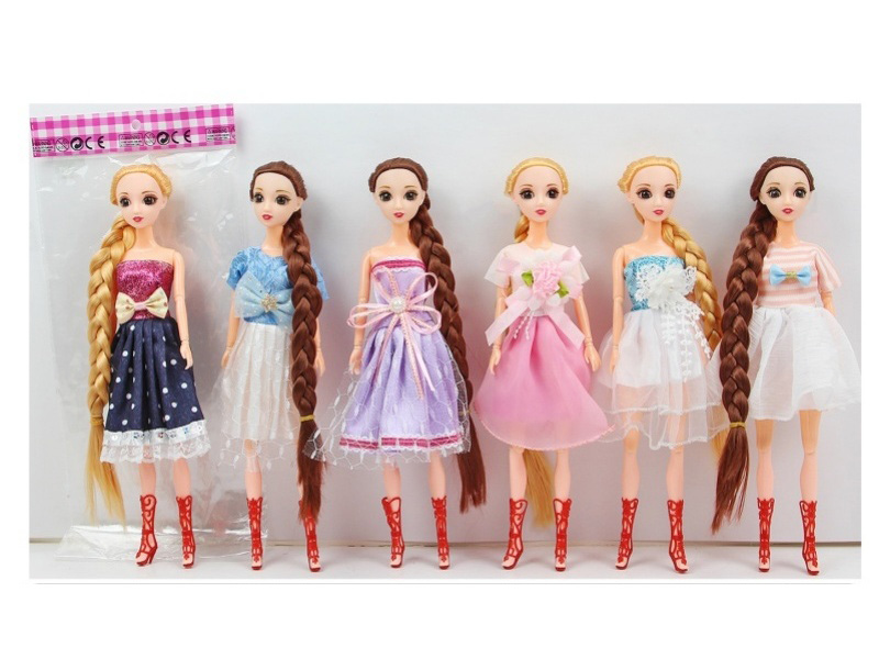 A Variety Of 12-Inch, 30-Centimeter, 9-Joint Solid 3D Eye Long Braid Fashion Dolls Are Mixed In