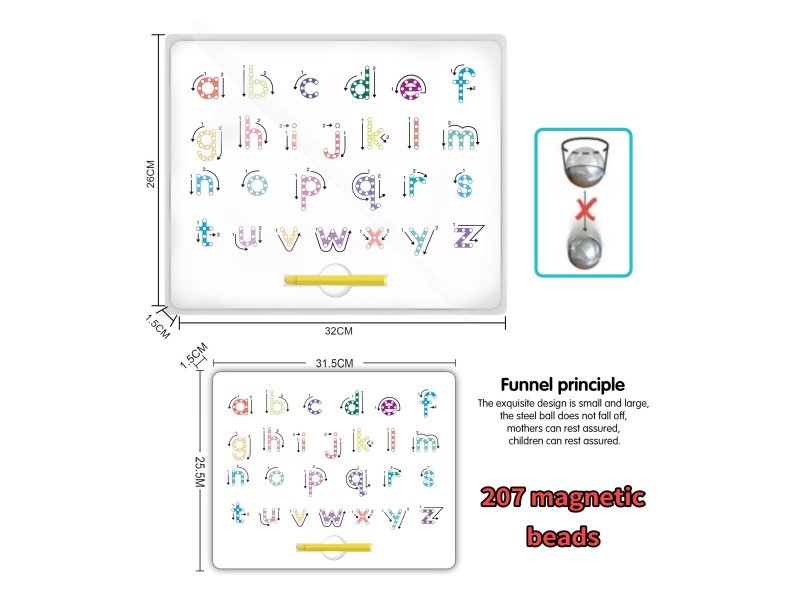 Magnetism Brush Drawing Board (Color Lowercase English) (207 Beads)