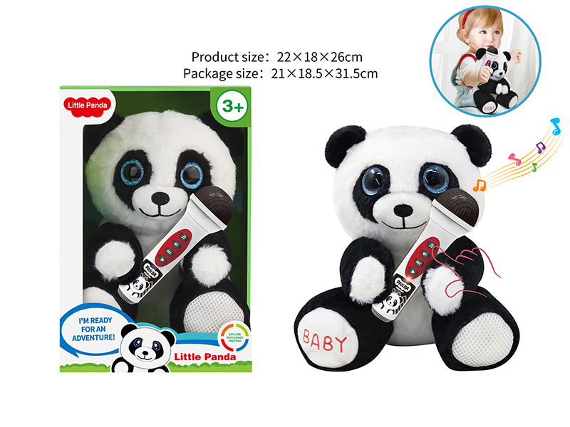 Plush Toy Panda Backpack With Microphone(With Songs, Can Sing, Can Record, With Lights)