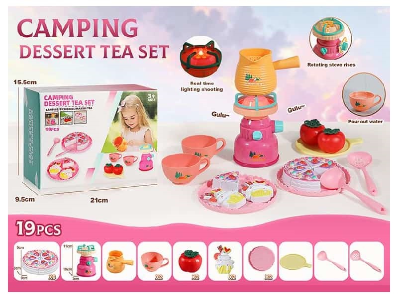 19PCS Outdoor Camping Dessert Tea Set With Light And Sound
