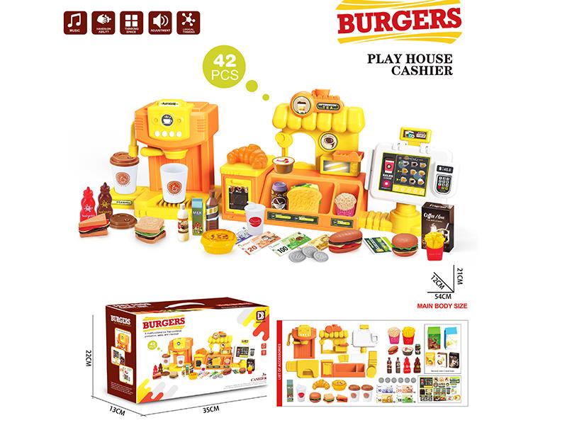 Burgers Shop Cashier Pretend Play Toy 42pcs