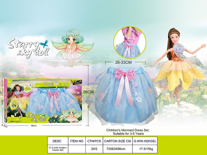 11.5 Inch 11-Joints Flower Fairy Doll With Children's Skirt
