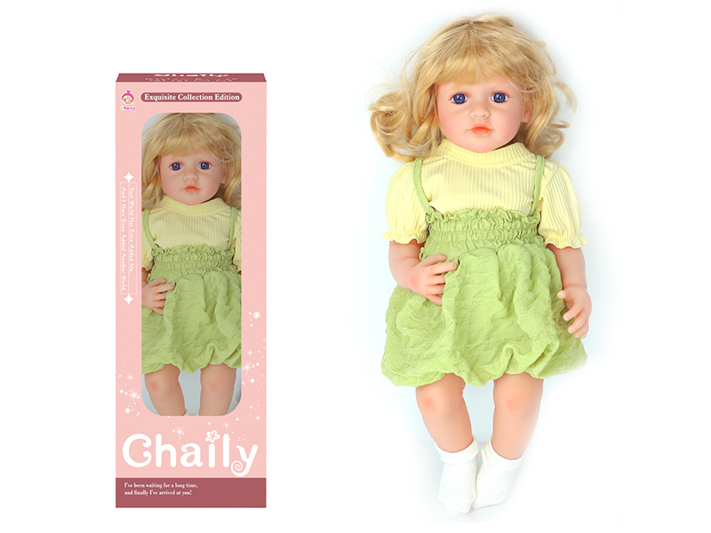 55CM Soft Glue High Simulation Baby Doll(Wig Sheath)With Diaper, Birth Card