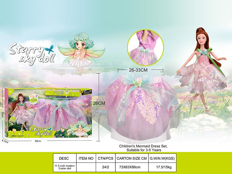 11.5 Inch 11-Joints Flower Fairy Doll With Children's Skirt