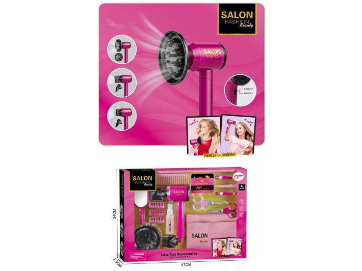 Family Play Toys Accessories Hair Styling Electric Hair Dryer Set (18 Pcs)