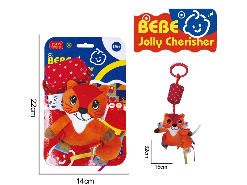 Baby Educational Plush Soothing Toy Tiger Bed Wind Chime