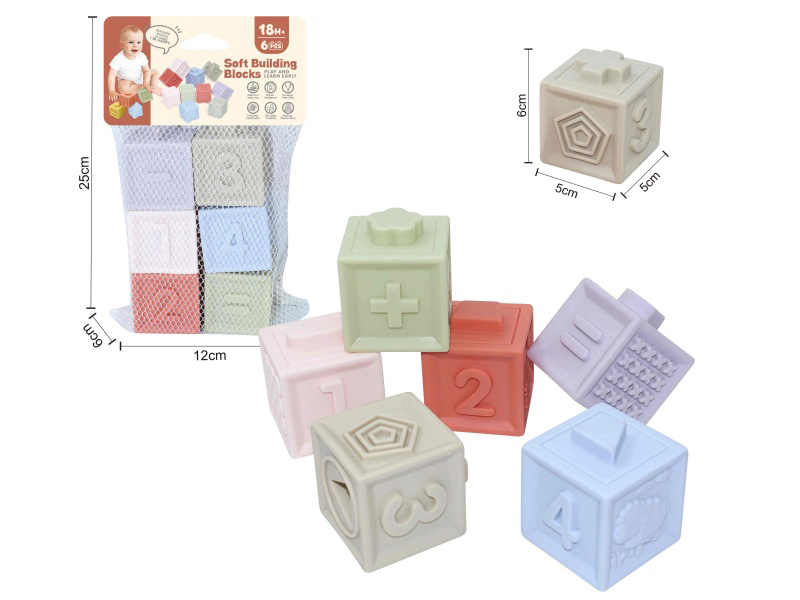 Animal & Numbers Soft Building Blocks 6pcs