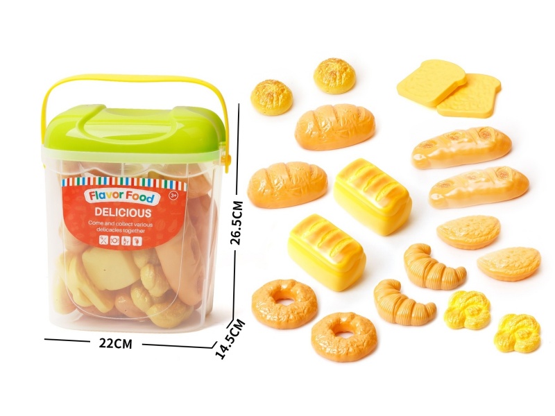 Storage Bucket Simulation Bread Food House (18 Pieces)