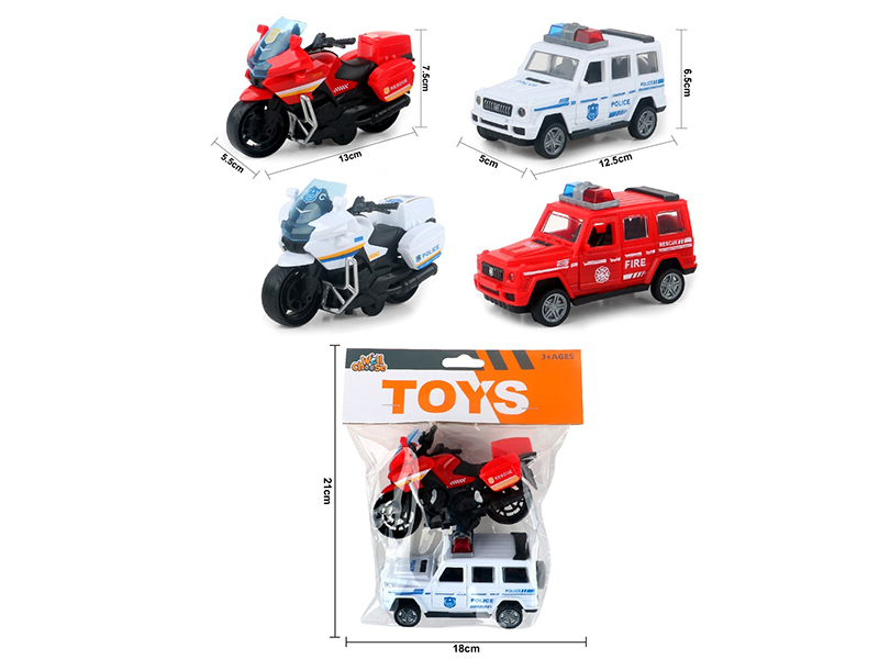 Friction Motorcycle + Friction Police Car