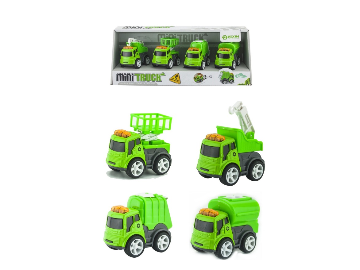 Alloy Inertial Sanitation Truck 4Pcs