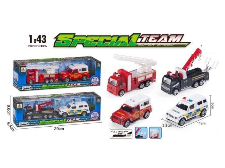 2 PCS Of 1:43 Alloy Rebound Police Car Set