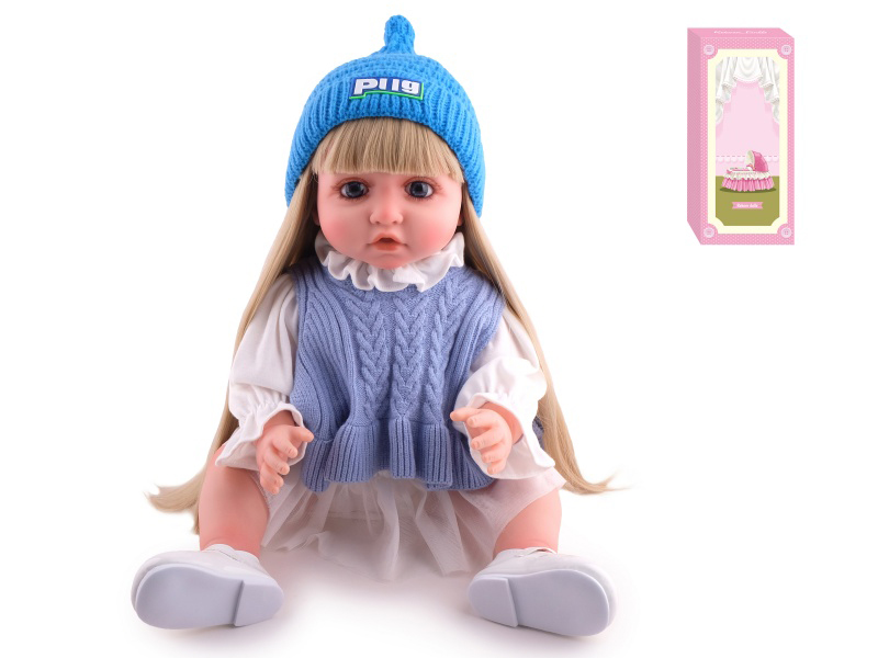 55cm Soft Plastic Reborn Doll(Wig Sheath) With Feeding-Bottle, Magnetic Pacifier, Diaper, Birth Card
