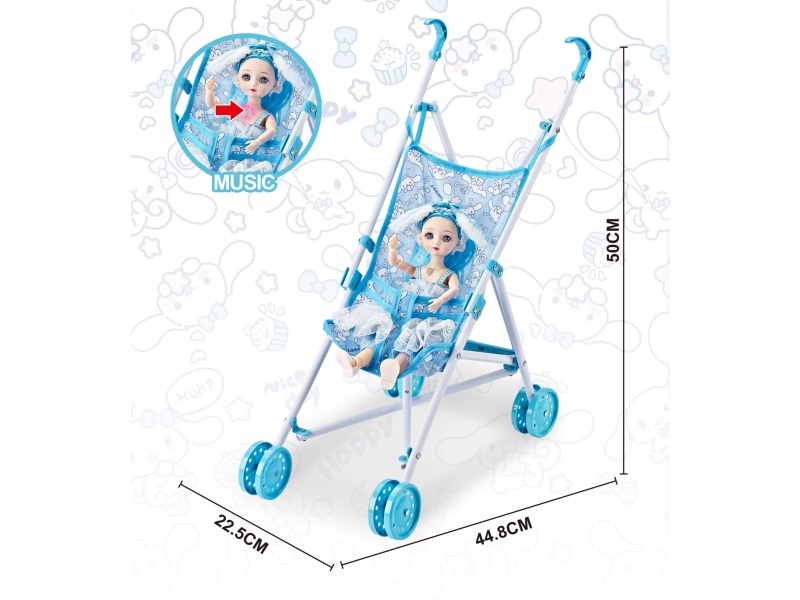 Blue Plastic Car (Cinnamon Dog) With 12-Inch Girls' Music