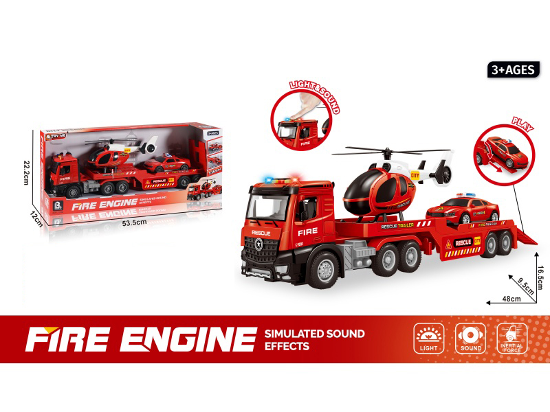 1:16 Sound And Light Inertial Openable Fire Transport Vehicle (Package 3*Ag13)