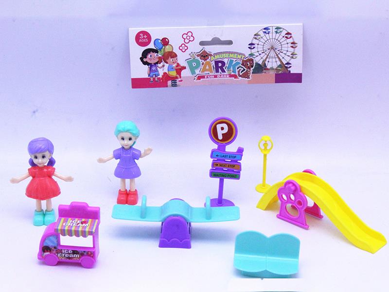 Girl's Amusement Park Swing And Slide Set