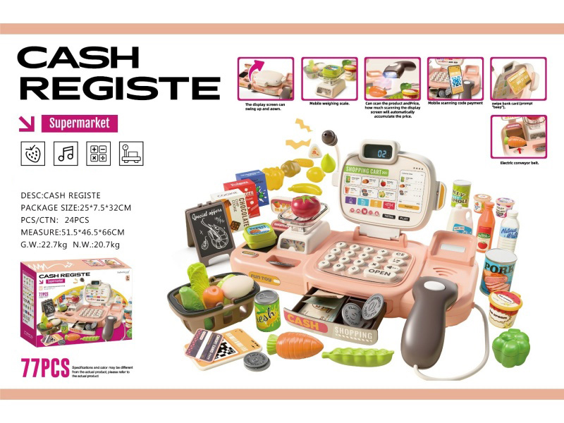 77 Pieces Of Smart Voice Recognition Folding Cash Register (With Voice Recognition, Calculator, Speaker, Conveyor Belt And Mobile Payment Functions). 3*1.5Aa Without Battery Included