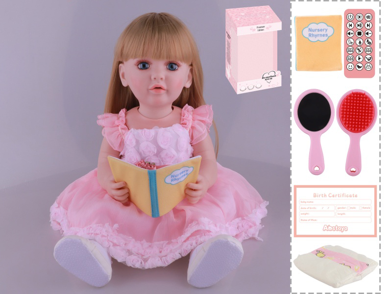 22-Inch Bionic Smart Rebirth Doll, Capable Of Bionic Shaking Of The Head, Raising Of The Hand, Mouth Movement To Speak, Intelligent Dialogue, Recording, Imitating The Tongue, Oral Skills, Dance Music