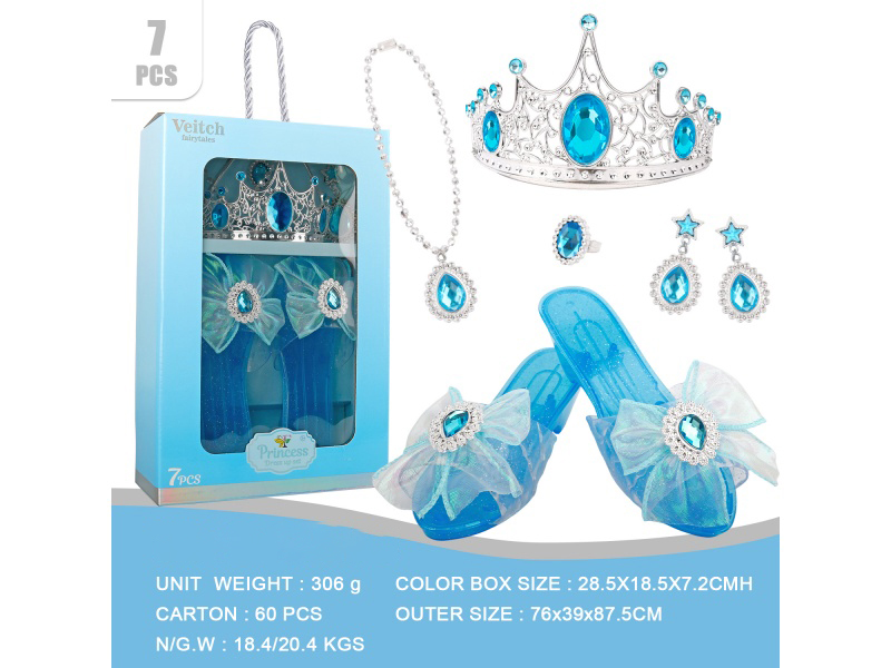 Crown Gauze Net Bow Princess Shoes Set 7Pcs