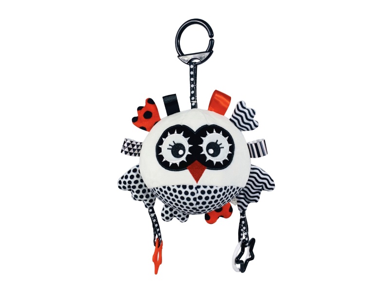 White Owl Baby Soothing Bell Teething Ring Plush Pendant