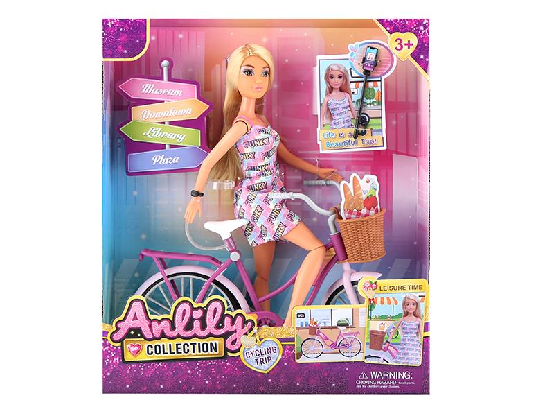 11.5" Solid Fashion Doll Bike Set(Brown Skin)