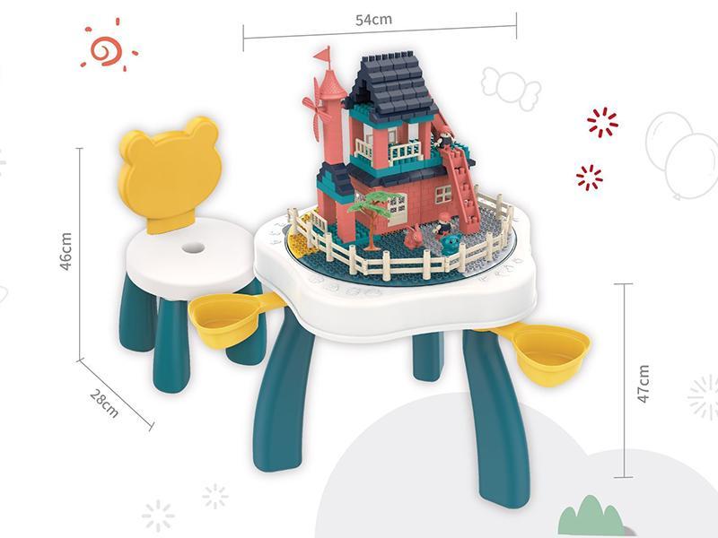 Flower Shape Building Blocks Table(With 160pcs  Building Blocks)