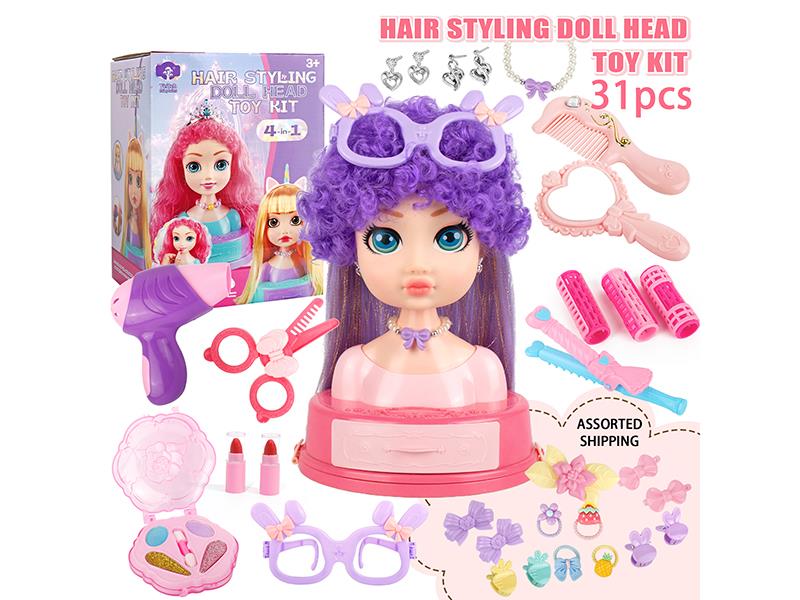 31pcs Hair Styling Doll Head Toy Kit