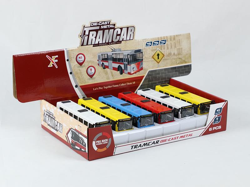 1:90 Pull Back Alloy Bus, 3-Door Can Open(6PCS)