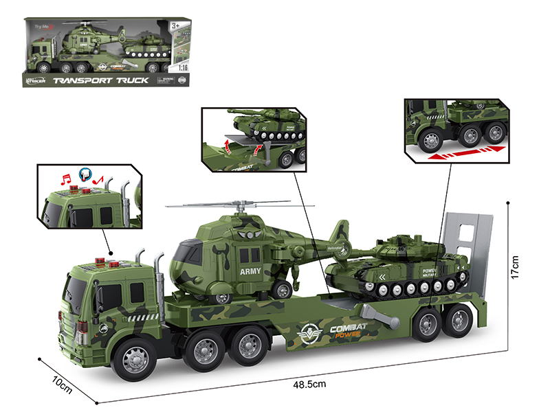 1:16 Friction Military Tow Truck(4 Keys With Sound And Lights)